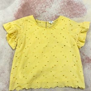 Yellow eyelet ruffle top